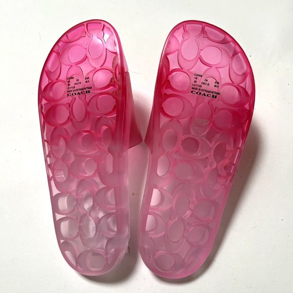 NWOB COACH Ulyssa Transparent Slide Pink Ombre Flats Rubber Pool C3068 - Picture 6 of 8